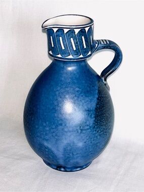 Vintage Thoms Keramik West Germany Thom Studio Pottery Blue Glaze Jug Vase